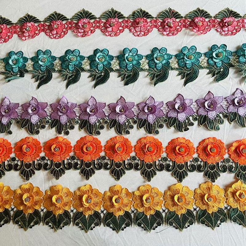 3Dマルチカラービーズフラワーガイピア刺繍レース：職人技とテクノロジーの完璧なブレンド