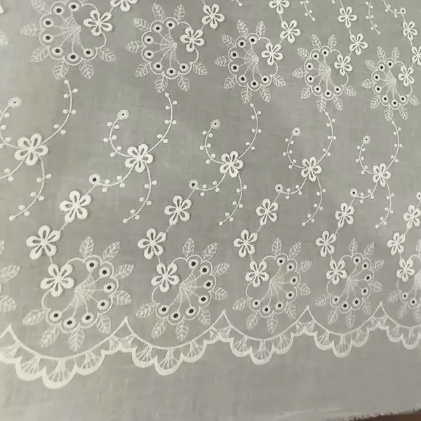 刺繍された綿レースのアイレット生地