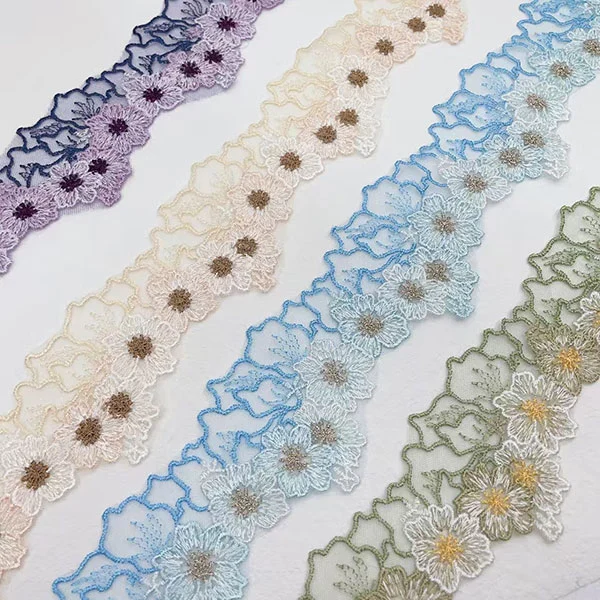 ダブルカラースレッドメッシュ刺繍レース