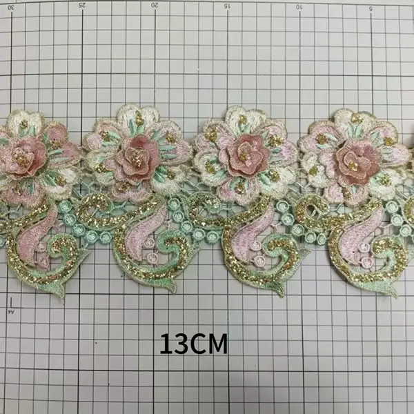 ドレスやその他のアクセサリーに適したファッショナブルな高品質の短い3次元フローラルスパンコールレース