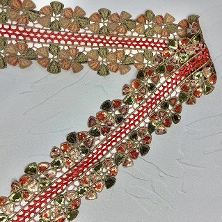 ゴールデンスパンコール衣類の装飾のためのカラフルな刺繍ガイピアレース