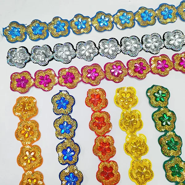 Rhinestone Lace Embroidery Lace With Back Glue Lace Trimming For Clothing Rhinestone Lace Embroidery Lace With Back Glue Lace Trimming For Clothing