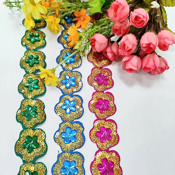 Rhinestone Lace Embroidery Lace With Back Glue Lace Trimming For Clothing Rhinestone Lace Embroidery Lace With Back Glue Lace Trimming For Clothing