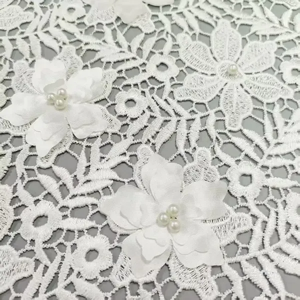 3d Floral Lace Guipure Fabric Pearls Water Soluable Cord Embroidery Guipure Lace Fabric 3d Floral Lace Guipure Fabric Pearls Water Soluable Cord Embroidery Guipure Lace Fabric