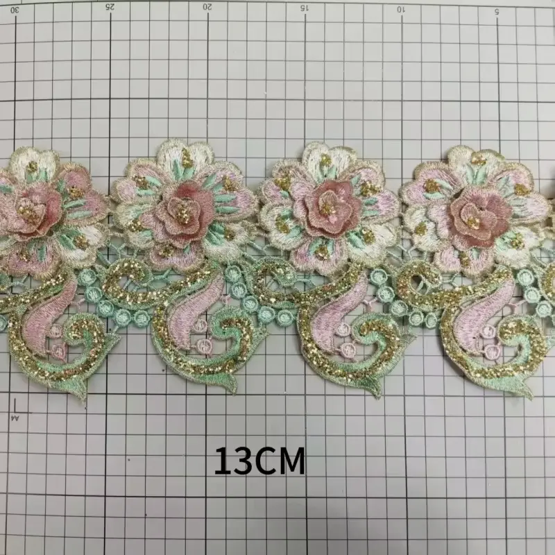 Fashionable High Quality Short Three Dimensional Floral Sequin Lace Suitable For Dresses And Other Accessories