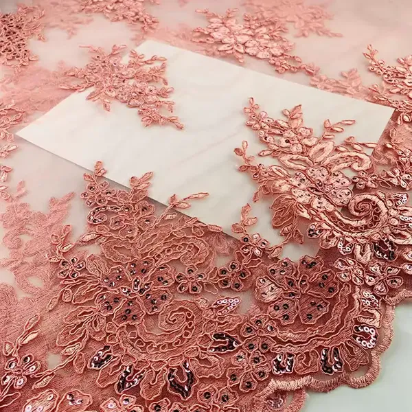 New Arrival Velvet Laser Cut Flower Pattern Lace Fabric