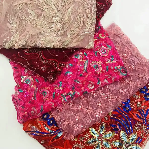 New Arrival Velvet Laser Cut Flower Pattern Lace Fabric