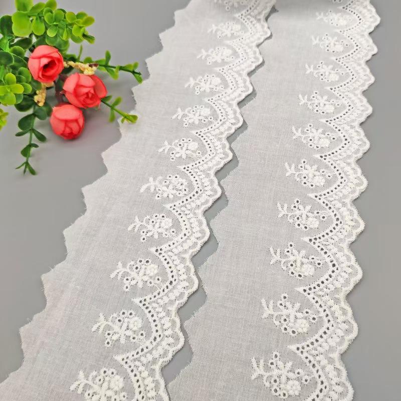T/Cコットンレーストリミング刺繍コットンレーストリムフラワーT/Cアイレットレーストリミング