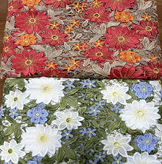 豪華な重い花の生地ビーズレースメッシュ生地ギッター
