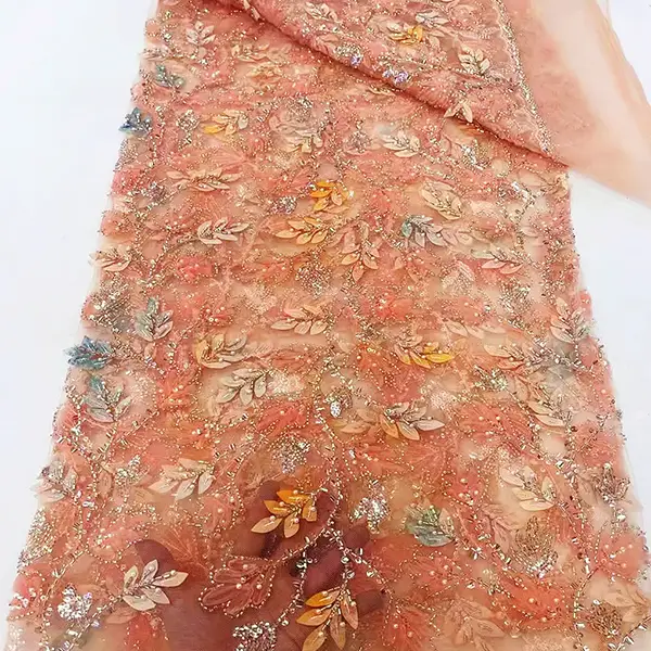 豪華な3D刺繍スパンコールレース生地典礼レース生地