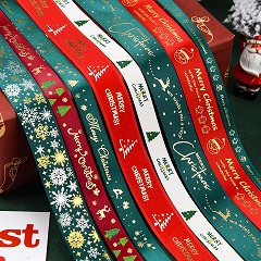 クリスマス装飾用のサテンリボンレースリボンカスタムプリントサテンクリスマスリボン